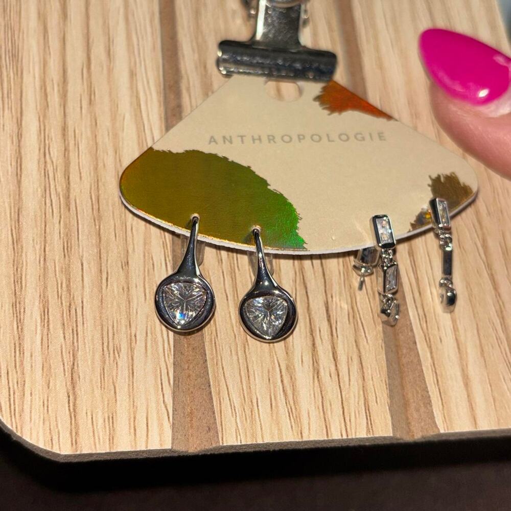 Anthropologie silver earrings 2 pair new - Picture 3 of 5